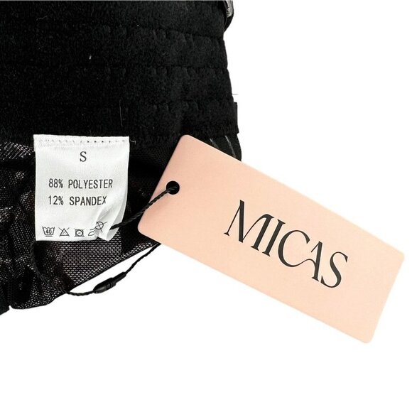 NEW Micas Black & Pink Floral Bustier Underwire Long Line Bra Corset Size Small - Picture 3 of 3